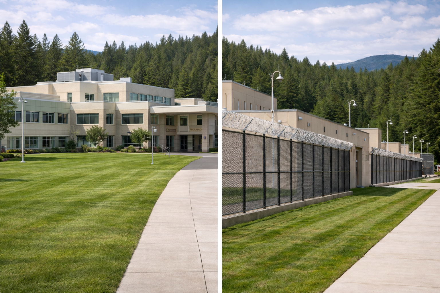 State hospital and correctional healthcare facility representing public institutional care settings.